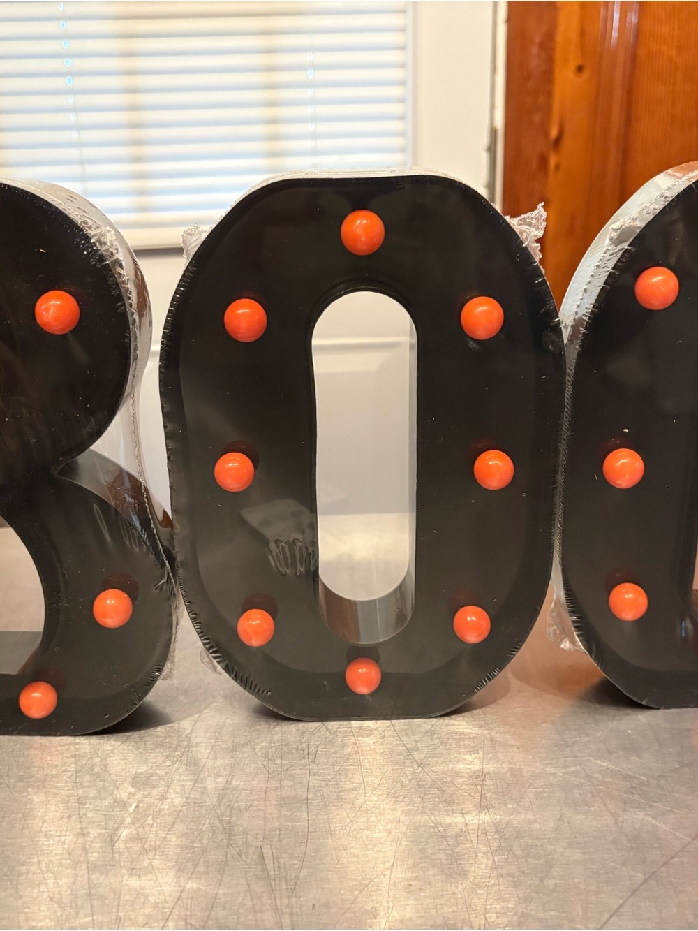 Black Marquee BOO letters Light with Orange Bulbs wireless remote